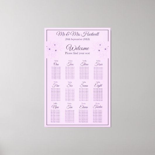 Toile Anémone sur Lilac léger Planche assise~ 12 sièges (Recto)