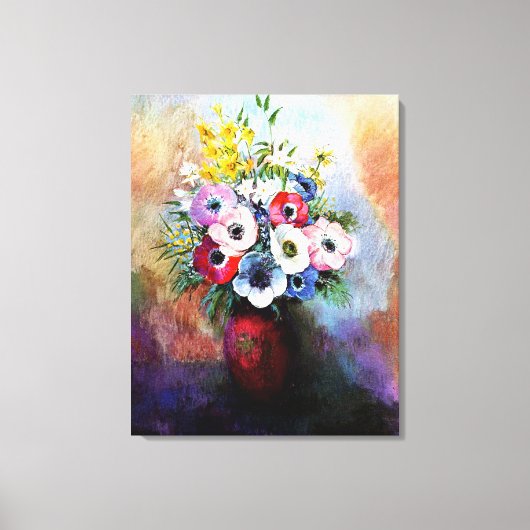 Toile Anémones - peinture d'Odilon Redon, (Recto)