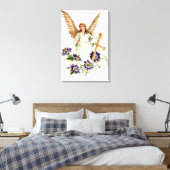 Toile Ange avec croix et fleurs de clématite (Insitu(Chambre))