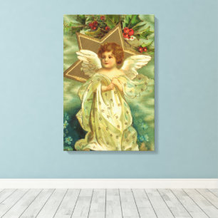 Toile Ange de Noël victorien avec étoile dorée vintage