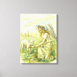 Toile Ange de Pâques religieux vintage victorien avec ag