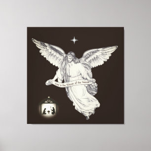 Toile Ange élégant vintage avec Bethléem sur fond brun f