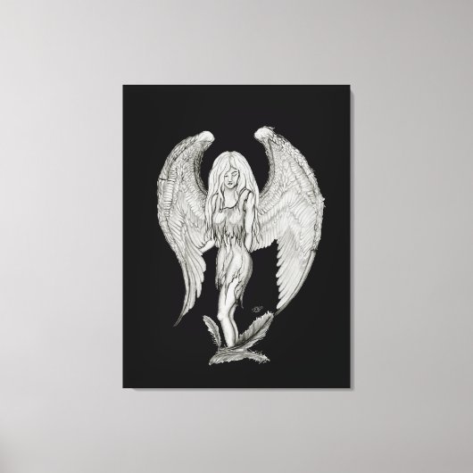 Toile Angel - Design noir et blanc (Recto)