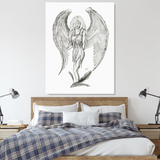 Toile Angel - Design noir et blanc (Insitu(Chambre))