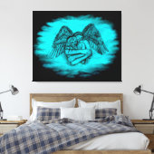 Toile Angel Eros en amour, design noir et vert (Insitu(Chambre))