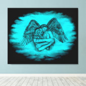 Toile Angel Eros en amour, design noir et vert (Insitu (Plancher de Bois))