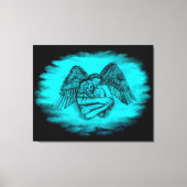 Toile Angel Eros en amour, design noir et vert (Recto)