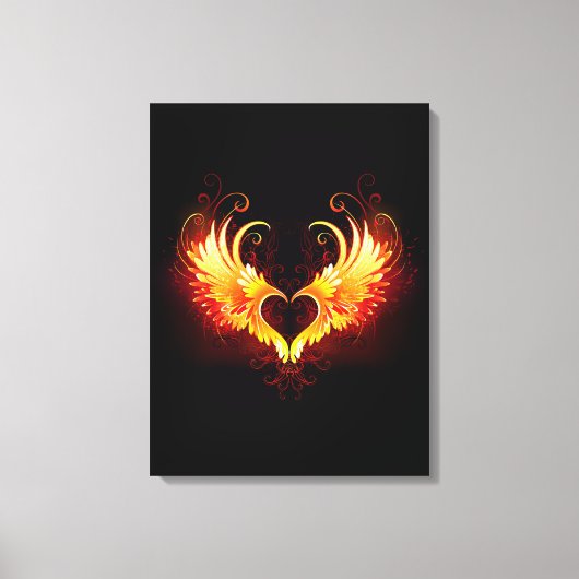 Toile Angel Fire Heart with Wings (Recto)