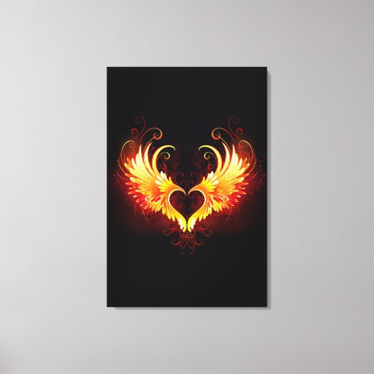 Toile Angel Fire Heart with Wings (Recto)