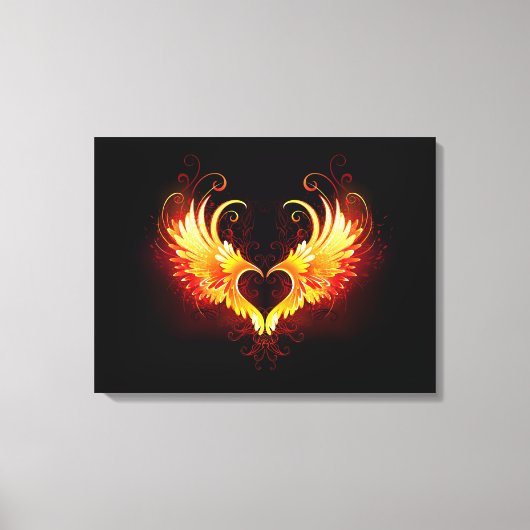 Toile Angel Fire Heart with Wings (Recto)