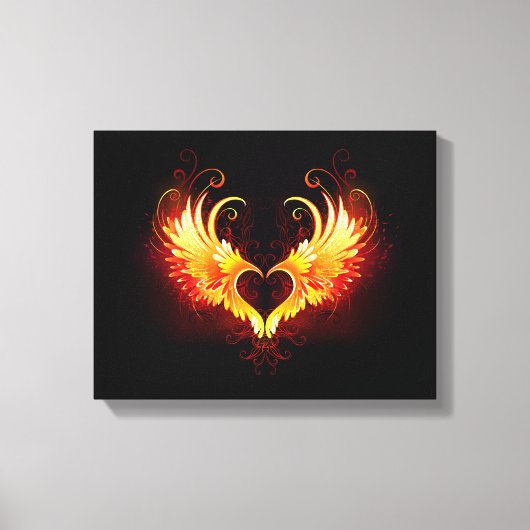 Toile Angel Fire Heart with Wings (Recto)