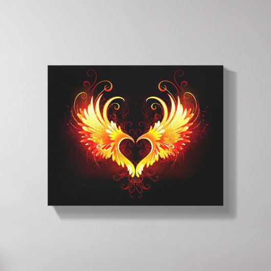 Toile Angel Fire Heart with Wings (Recto)
