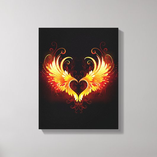 Toile Angel Fire Heart with Wings (Recto)