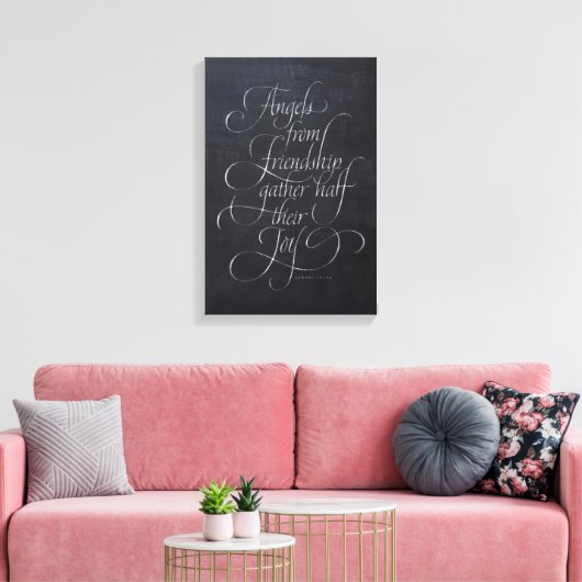 Toile Angels et Citation d'amitié Chalkboard Calligraphi (Insitu(Salon))