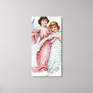 Toile Anges En Rose Et Bleu