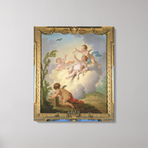 Toile Anges jouant avec un oiseau dans un paysage