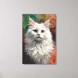 Toile Angora Artistique Chat Portrait Vibrant Peinture à