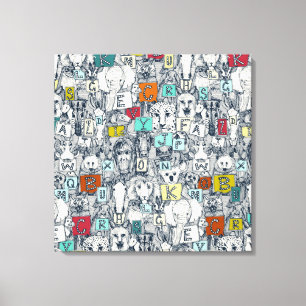 Toile animal ABC indigo multi