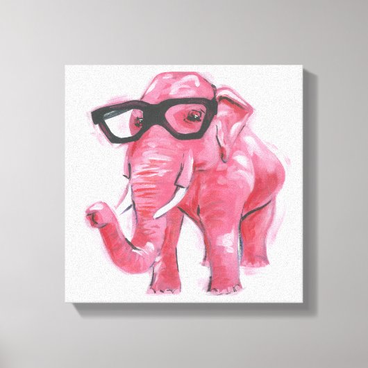 Toile Animal Dapper | Eléphant Rose Dans Les Lunettes De (Recto)