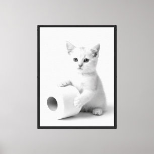 Toile Animal en noir et blanc Photo drôle de chat Art mi