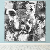 Toile AnimalArtBW_RedPanda_003 (Insitu (Plancher de Bois))