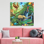 Toile Animals living together throw pillow (Insitu(Salon))