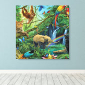 Toile Animals living together throw pillow (Insitu (Plancher de Bois))