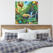 Toile Animals living together throw pillow (Insitu(Chambre))