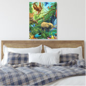 Toile Animals living together throw pillow (Insitu(Chambre))