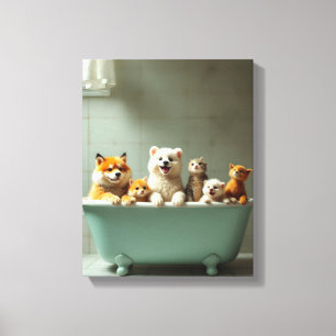 Toile Animaux amusants dans la baignoire