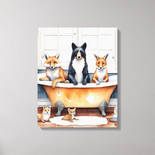 Toile Animaux amusants dans le bain (Recto)