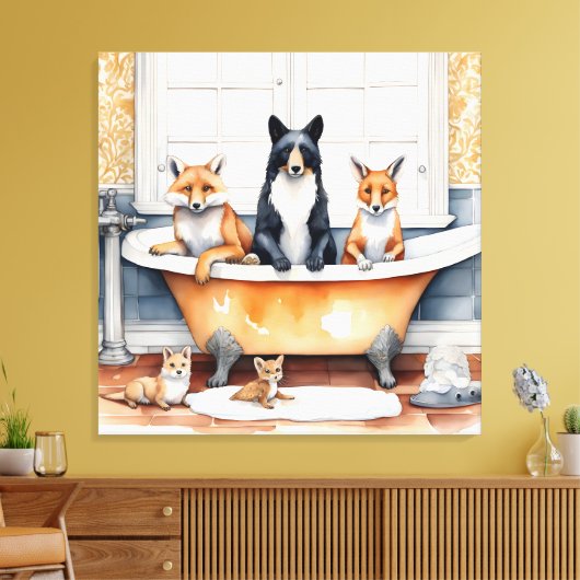 Toile Animaux amusants dans le bain (Insitu(Salon))