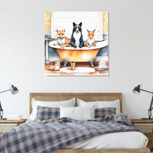 Toile Animaux amusants dans le bain (Insitu(Chambre))