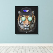 Toile Animaux amusants habillés de tigre du Bengale (Insitu (Plancher de Bois))