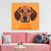 Toile Animaux de bébés cutest | Chandail orange Dachshun (Insitu(Salon))