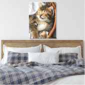 Toile Animaux de bébés cutest | Cute Tabby Chat Dormir (Insitu(Chambre))
