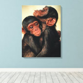 Toile Animaux de bébés cutest | Hug de chimpanzé (Insitu (Plancher de Bois))