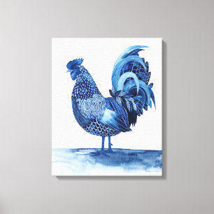 Toile Animaux de ferme bleu Cobalt - Coq