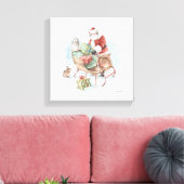 Toile Animaux des bois avec le Père Noël et son couleigh (Insitu(Salon))