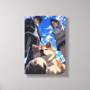 Toile Anime akita et ses amis