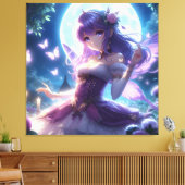 Toile Anime Girl Violet Papillon Aile Lune Fée (Insitu(Salon))