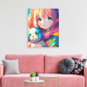 Toile Anime Girl with Puppy (Insitu(Salon))