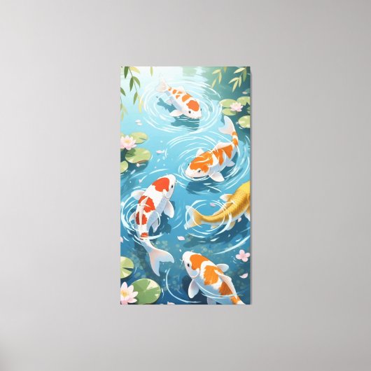 Toile Anime koi swimming in the pond (Recto)