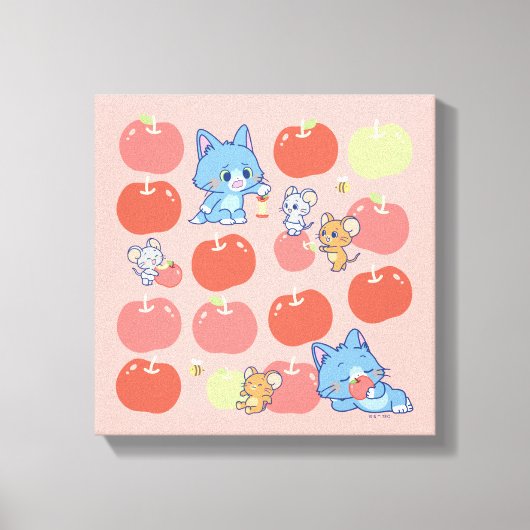 Toile Anime Tom, Jerry et Tuffy Apple Motif (Recto)