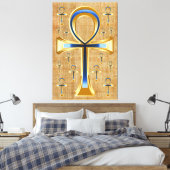 Toile Ankh égyptien - Design or et bleu (Insitu(Chambre))