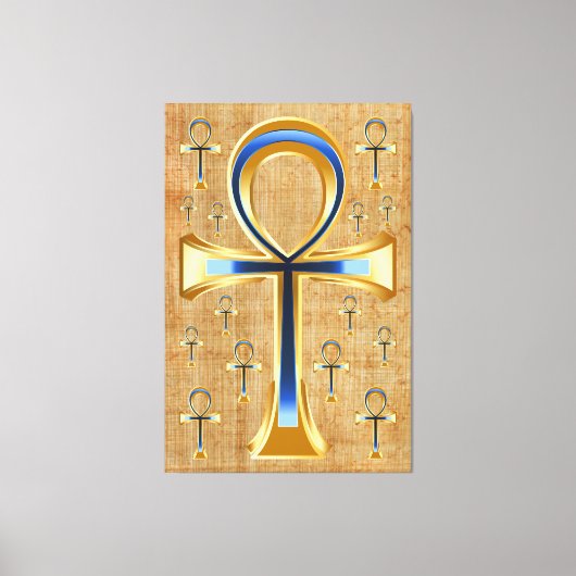 Toile Ankh égyptien - Design or et bleu (Recto)