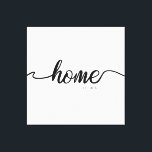 Toile Année de création personnalisée | Accueil<br><div class="desc">L'année où vous déménagez dans votre première maison est quelque chose à retenir. Ce design moderne en noir et blanc dispose d'une police de caractères élégante avec de longues pointes de queue. Personnalisez l'année bien établie pour votre décor maison.</div>