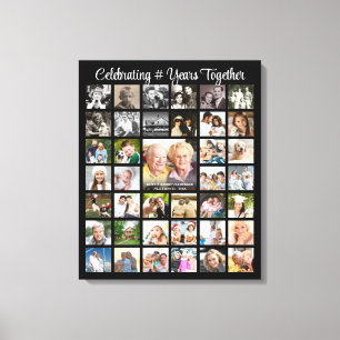 Toile Anniversaire 39 Collage Photo Personnalisé Noir