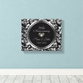 Toile Anniversaire de mariage de 25 ans en Damask argent (Insitu (Plancher de Bois))