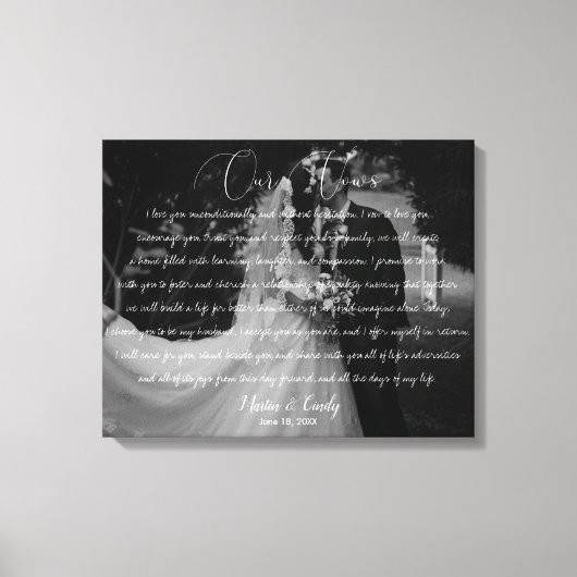 Toile Anniversaire du Mariage customisé Photo & Vows (Recto)